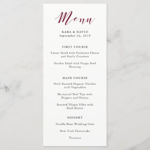 Tipografia Elegante   Menu Casamento de Marsala
