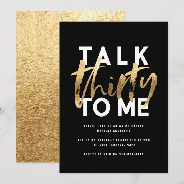 Típografia elegante moderna, 30 de ouro feminino (Frente/Verso)