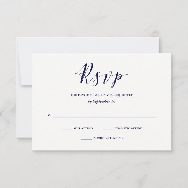 Tipografia Elegante | RSVP de Casamento Azul do ma (Frente)
