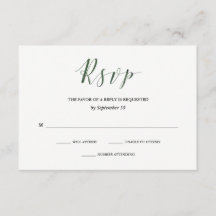 Tipografia Elegante | RSVP de Casamento Verde Prof