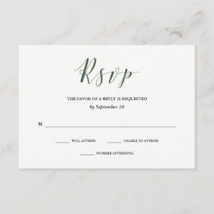 Tipografia Elegante RSVP de Casamento Verde Prof