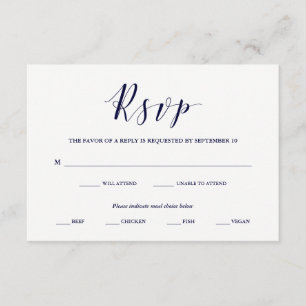 Tipografia Elegante RSVP do marinho com opção de