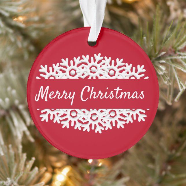 Tipografia Feliz de Natal Ornamento Vermelho Acríl (Árvore)