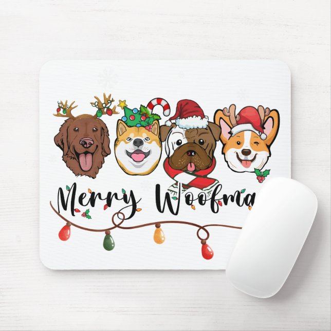 Tipografia Feliz Woofmas Mousepad (Com mouse)