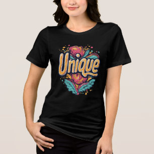 Tipografia Floral Retro Única Camiseta T de Arte P