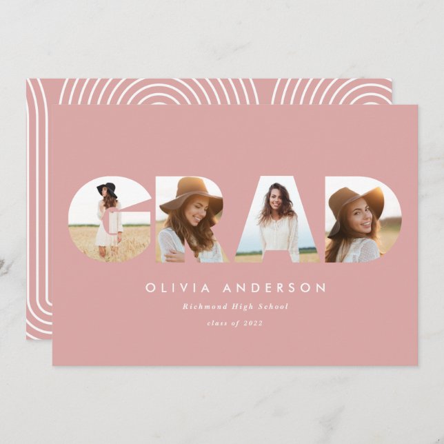 Tipografia geométrica moderna multifotografia cor- (Frente/Verso)