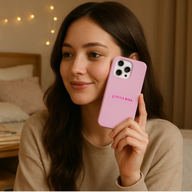 Tipografia Moderna Beijo | Texto Rosa (Modern Gimme kiss is a cute iPhone case)