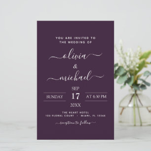 Tipografia Moderna de Casamento com Ameixa de Orç