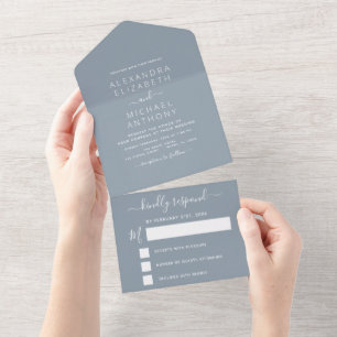 Tipografia Moderna do Casamento Simples Dusty Blue