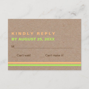 Tipografia moderna e listras RSVP wedding rústico