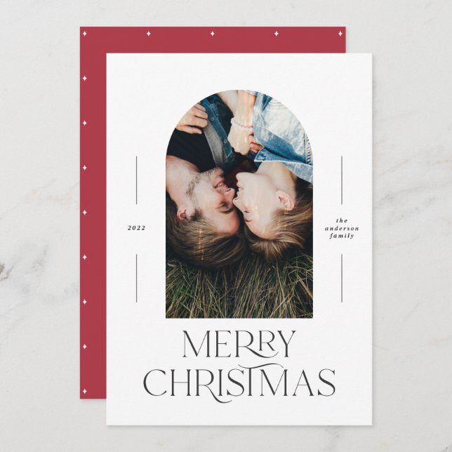 Tipografia moderna elegante vermelha 1 fotografia  (Frente/Verso)