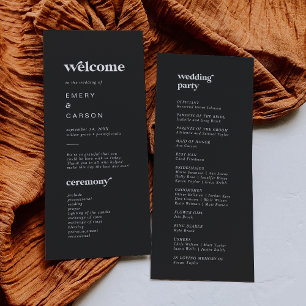 Tipografia Moderna Programa de Casamento de Cinz