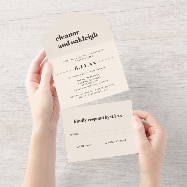 Tipografia Negrita Creme Marrom Casamento Moderno (Aba destacável)