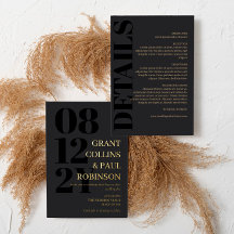 Tipografia Preta e Dourada 2 em 1 Casamento