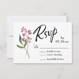 Tipografia RSVP com Buds Watercolor e Berries