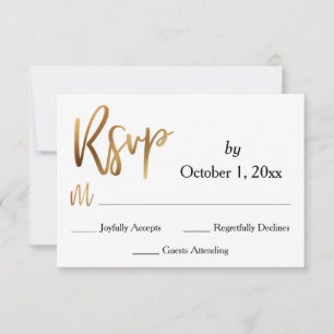 Tipografia RSVP Dourada, Bokeh e Black Back