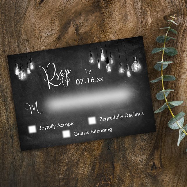 Tipografia RSVP Edison Lights no Chalkboard (Criador carregado)