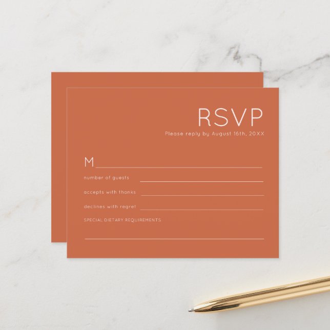 Tipografia Simples do Orçamento Terracotta Casamen (Frente/Verso In Situ)