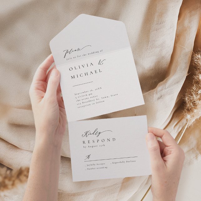 Tipografia Simplesmente Elegante Casamento Moderno (Simply Elegant Typography Modern Wedding All In One Invitation)