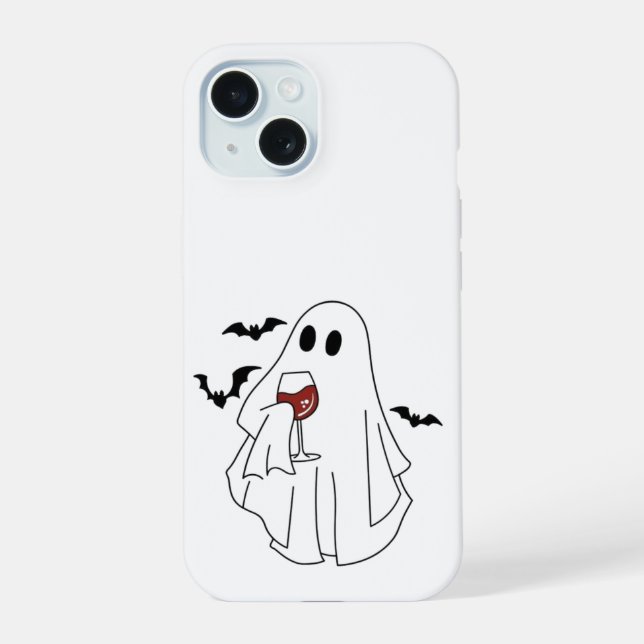 Tipsy Ghost with Bats – Halloween Wine Lover Case (Verso)