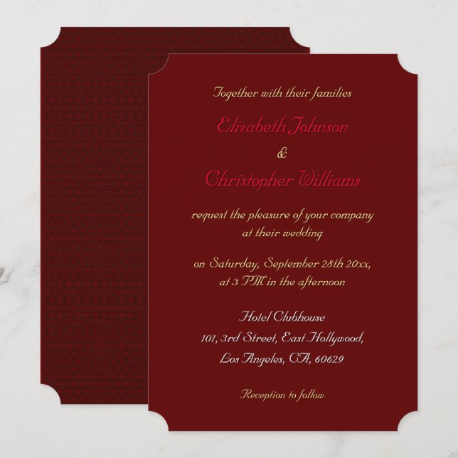 Tíquete de Convite Personalizado Simples Elegante (Frente/Verso)