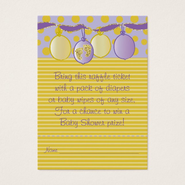 Tíquete de Raffle do chá de fraldas/Pegadas de Beb (Frente)