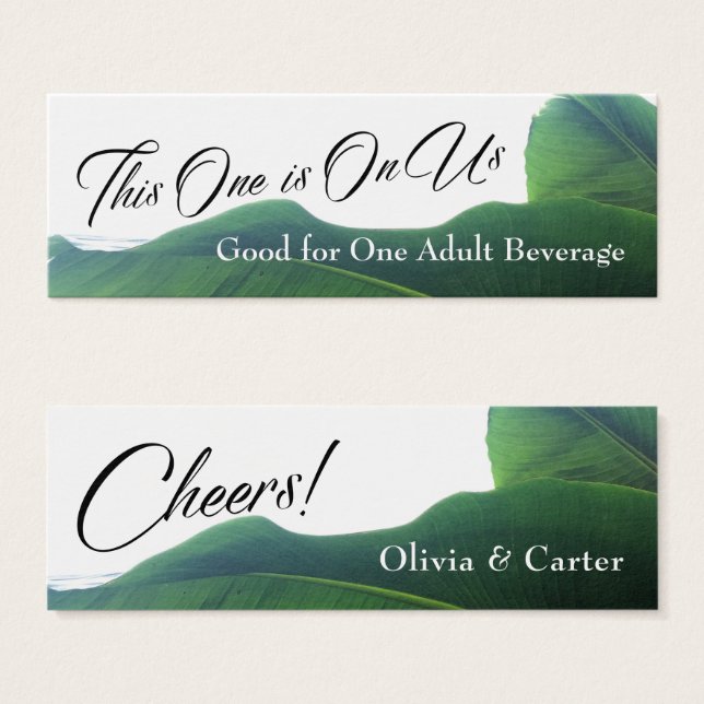 Tíquetes com Folhas de Banana Verde Tropicais (Frente & Verso)