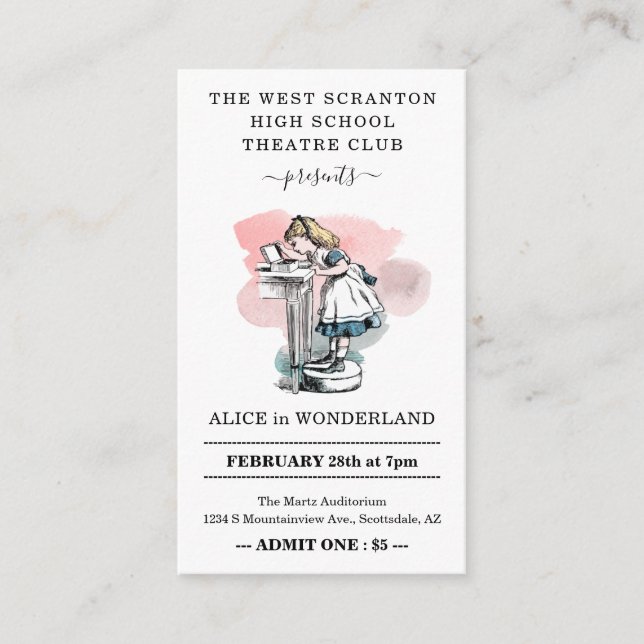 Tíquetes de admissão de teatro - Cartão de visita  (Frente)