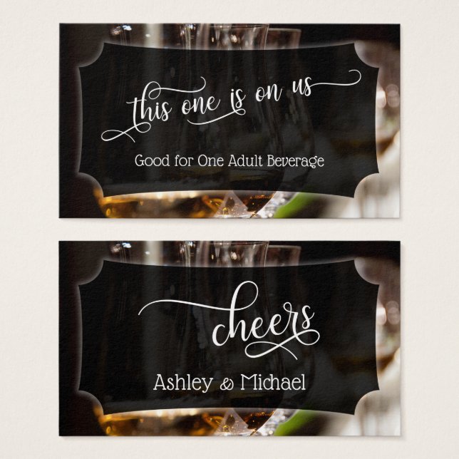 Tíquetes de bar, Casamento de Script e Bebida de E (Frente & Verso)