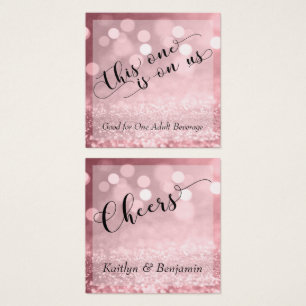Tíquetes de bebida com Rosa Dourado Glitter Bokeh
