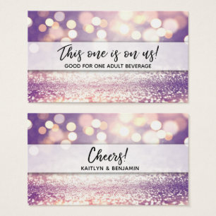 Tíquetes de bebida Glitter Bokeh com Escrita Manu