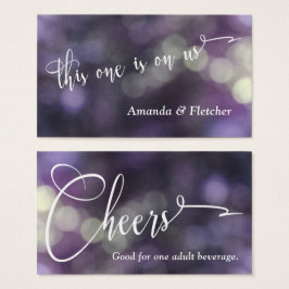Tíquetes De Bebida Purple Bokeh Light & Typografia