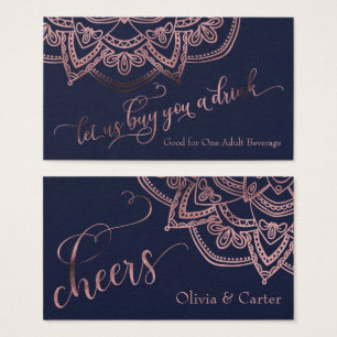 Tíquetes de bebida, Rosa Dourado Mandala no Marinh