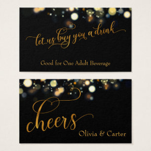 Tíquetes de bebida, Script Dourado Elegante e Boke