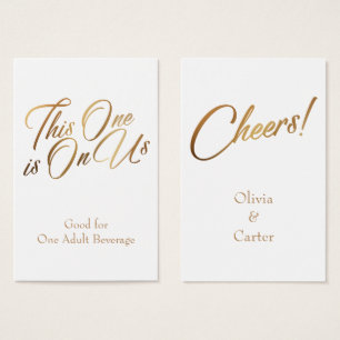 Tíquetes de bebida, Slim, Elegante, Script Dourado