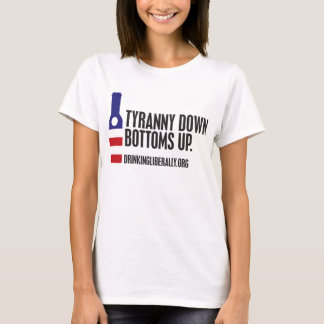 Tirania para baixo Buttoms acima do t-shirt das