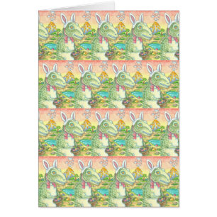 TÍRANNOSAURUS T-REX EASTER BUNNY GREEETING CARTÃO