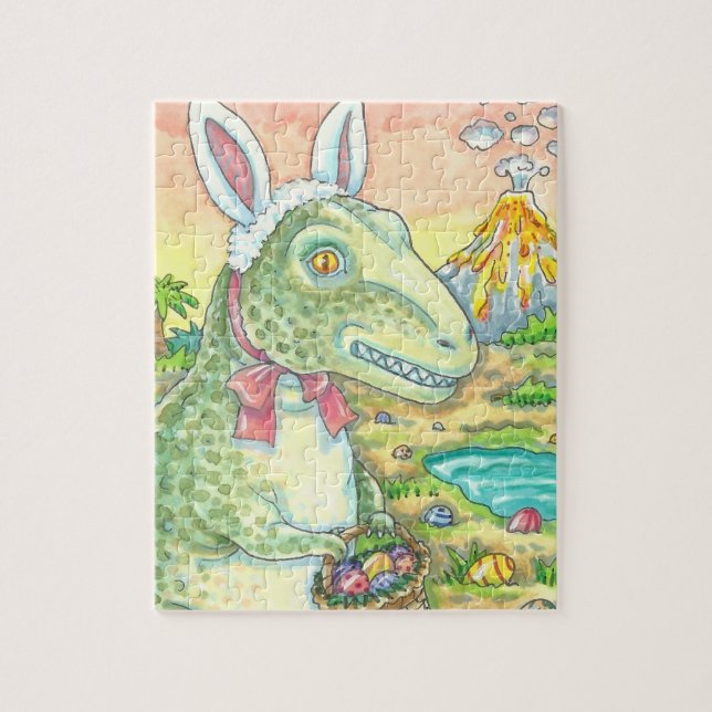 TIRANNOSAURUS T-REX EASTER BUNNY QUEBRA-CABEÇA (Vertical)