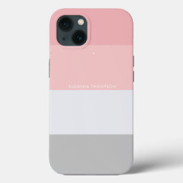 Tiras Horizontais Modernas Pink e Cinza de Pastel