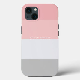 Tiras Horizontais Modernas Pink e Cinza de Pastel