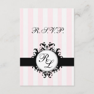Tiras Rosa de Casamento de Cartão RSVP de Monogram