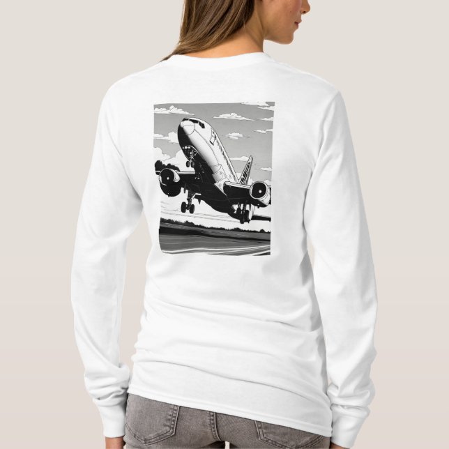 Tire a camisa das mulheres com a arte do avião (Verso)