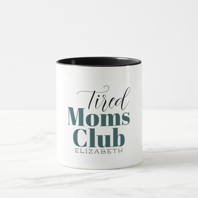 Tired mães Clube Monograma Monograma, caneca de ca (Centro)