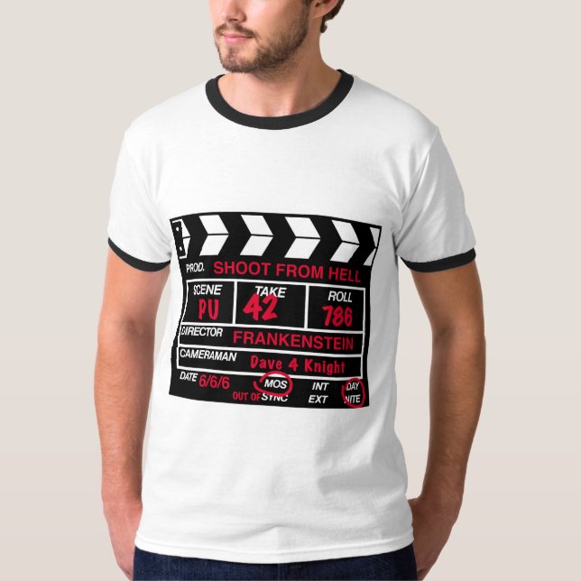 Tiro do t-shirt da ardósia da câmera do inferno (Frente)
