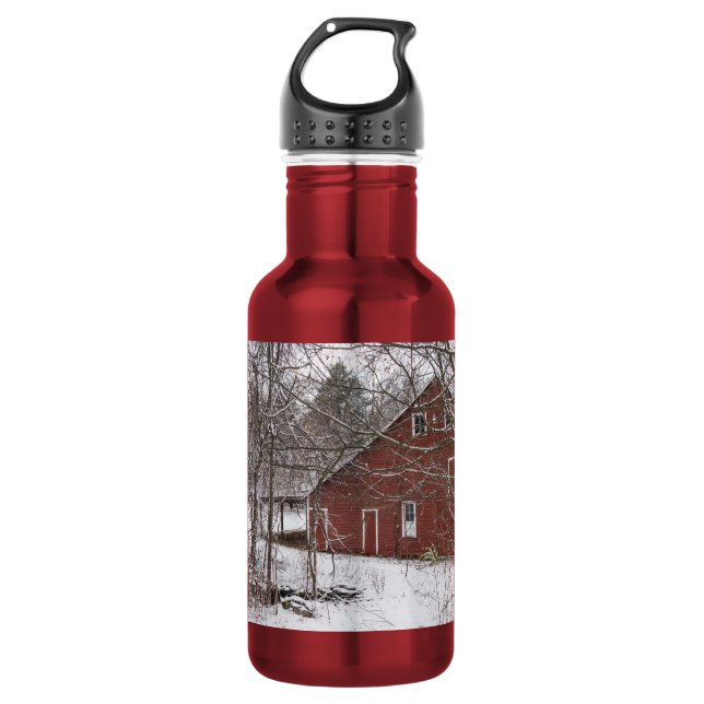 Tiro Vermelho Na Garrafa De Água De Aço Sem Neve (Frente)