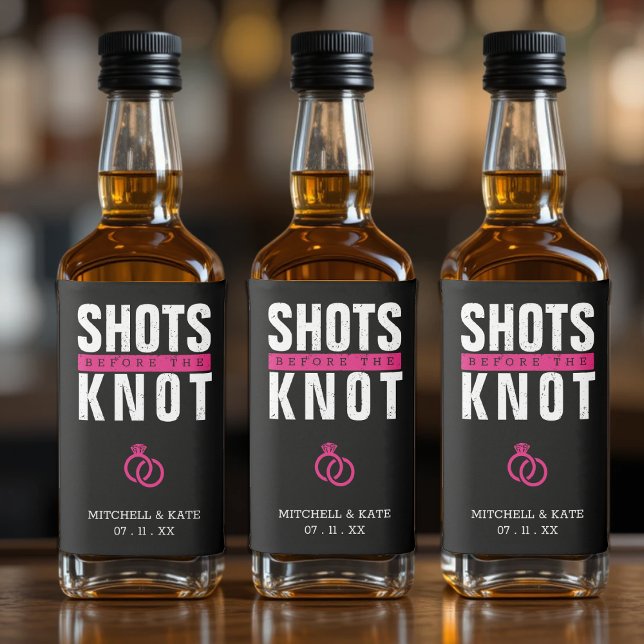 Tiros antes da Festa de solteira Negra (Shots Before the Knot Black Bachelorette Party Liquor Bottle Label
)
