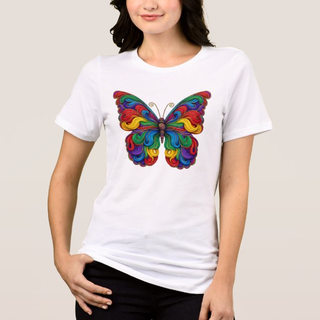 Title Colorful Quilling Butterfly T-Shirt  (Frente)