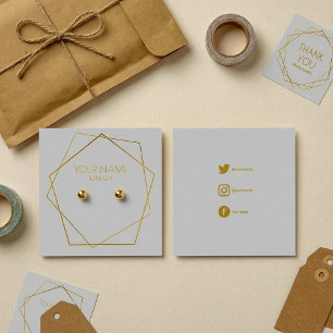 Titular de brinco de ouro geométrico com ícones so