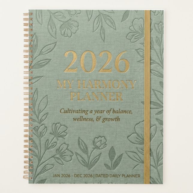 Título: 2026 Agenda Diária My Harmony | Sage Flora (Frente)