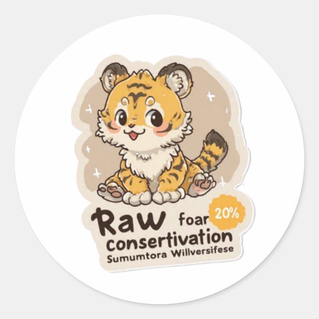 Título: Adesivo de Conservação do Tigre-de-Sumatra (Frente)